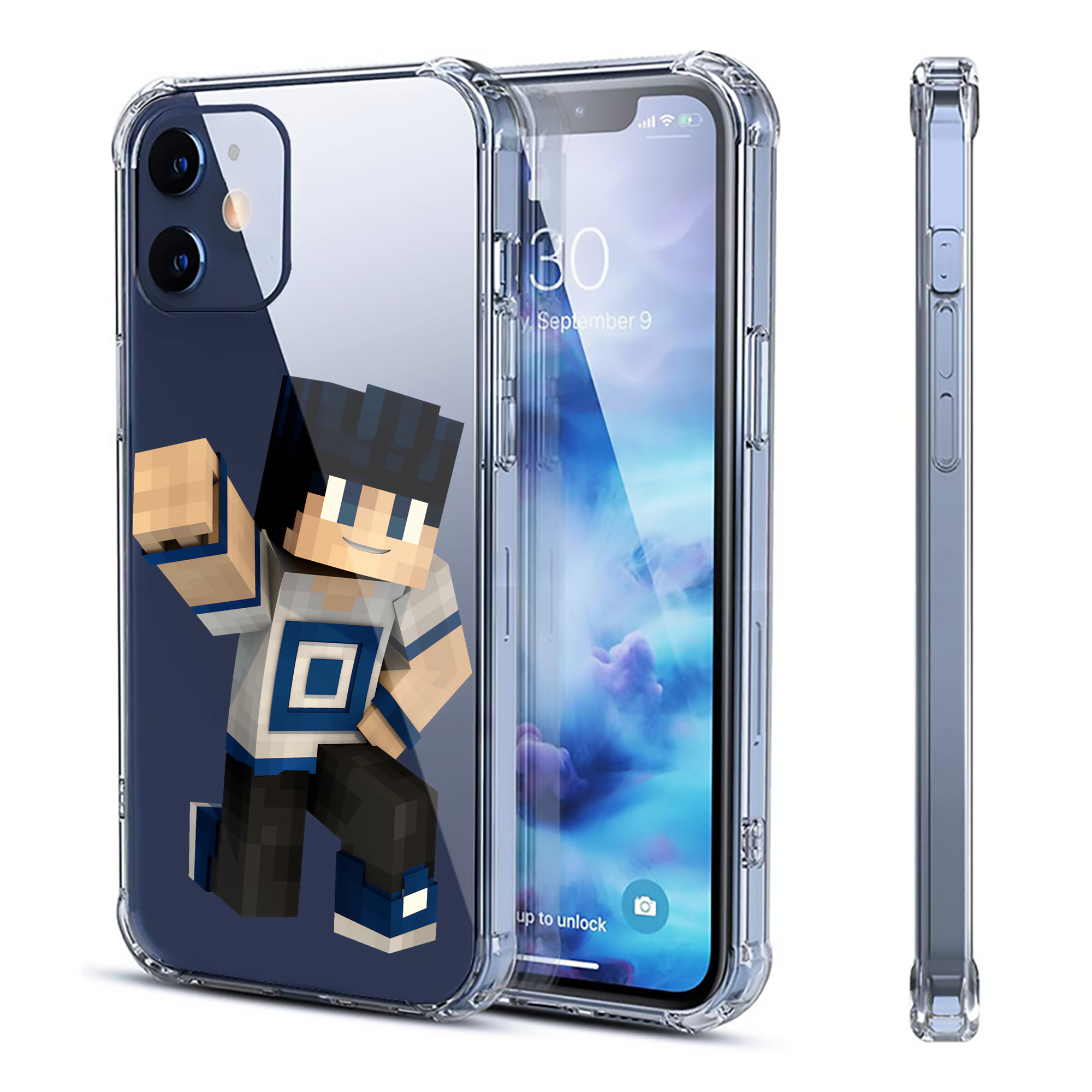 （画像用） マインクラフト ブロックの世界 Minecraft MC Block world 【iPhone 12シリーズ対応】透明スマホケース（クリアソフトケース）